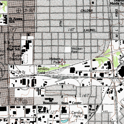 Topographic Map of Hebert Park, TX
