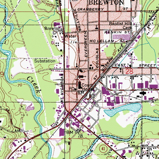 Topographic Map of Brewton Grammer School (historical), AL