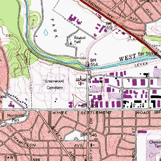 Topographic Map of Hebrew Cemetery, TX