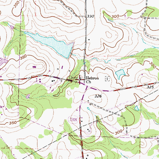 Topographic Map of Hebron Church, TX