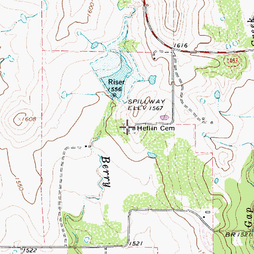Topographic Map of Heflin Cemetery, TX