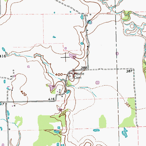Topographic Map of Heidle Cemetery, TX