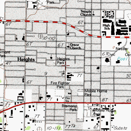 Topographic Map of Heights, TX