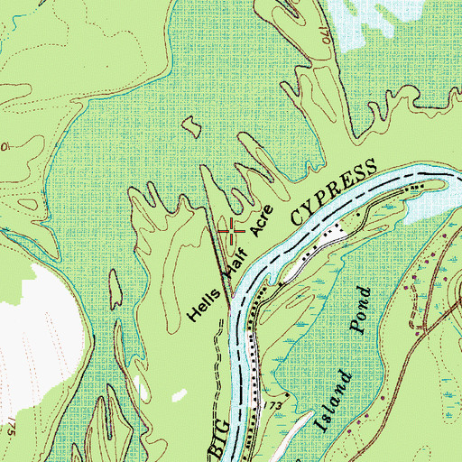 Topographic Map of Hells Half Acre, TX