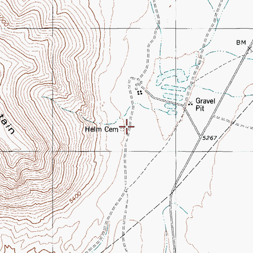 Topographic Map of Helm Cemetery, TX