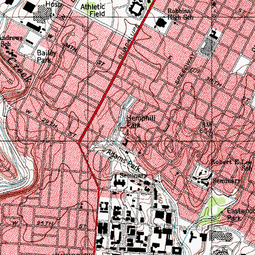 Topographic Map of Hemphill Park, TX