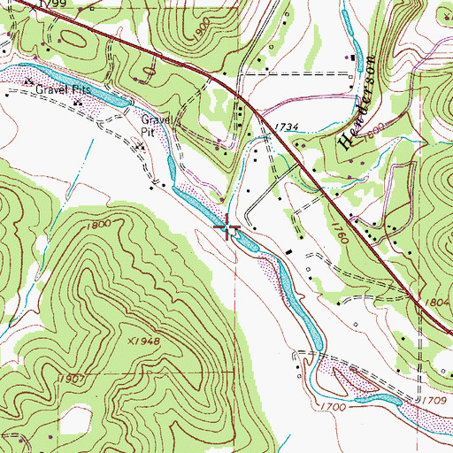 Topographic Map of Henderson Branch, TX