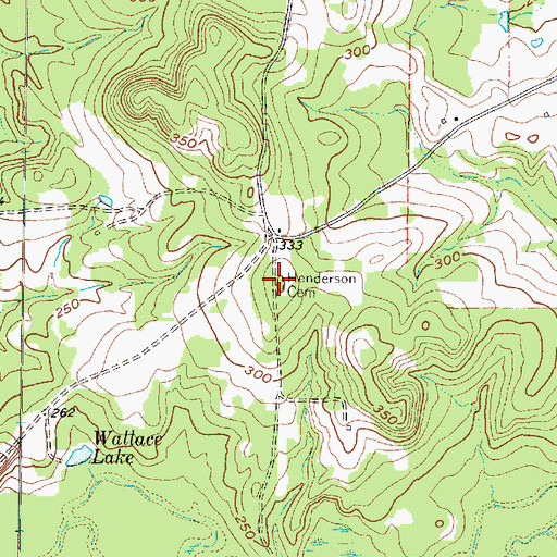 Topographic Map of Henderson Cemetery, TX