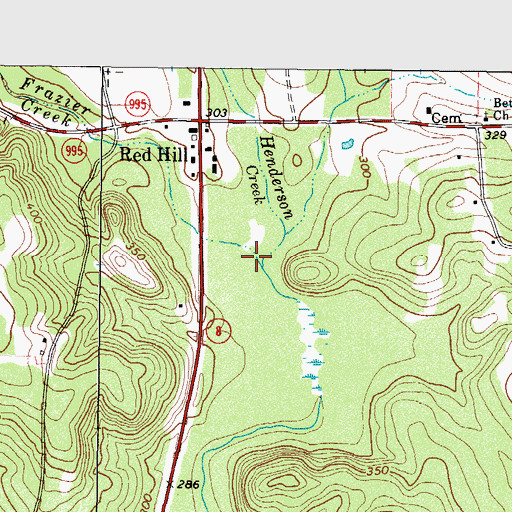 Topographic Map of Henderson Creek, TX