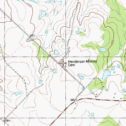Topographic Map of Henderson Mosley Cemetery, TX