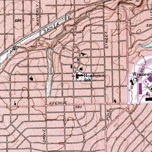 Topographic Map of Henderson School, TX