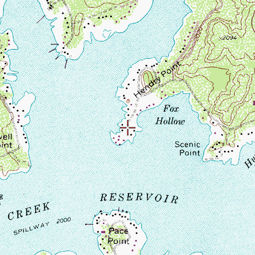 Topographic Map of Hendry Point, TX