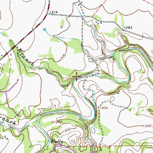 Topographic Map of Henly Branch, TX