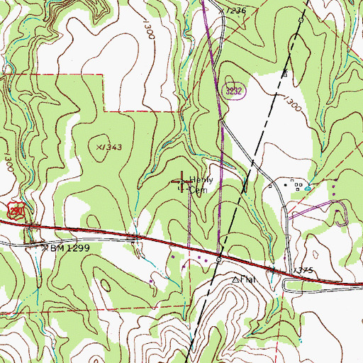 Topographic Map of Henly Cemetery, TX