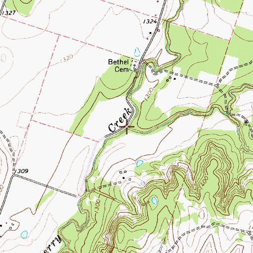 Topographic Map of Henning Creek, TX