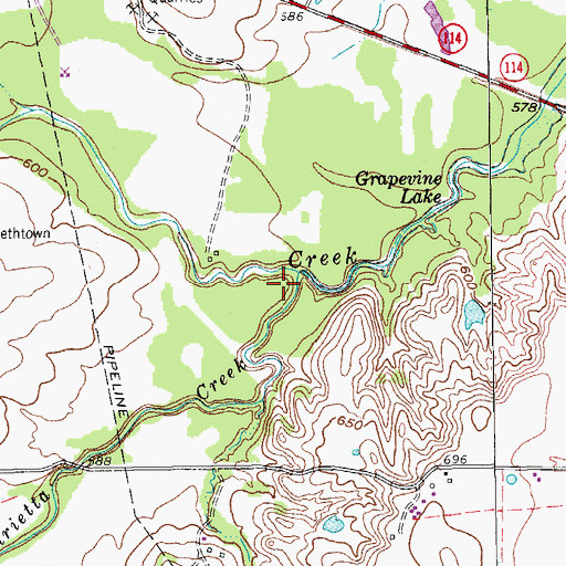 Topographic Map of Henrietta Creek, TX