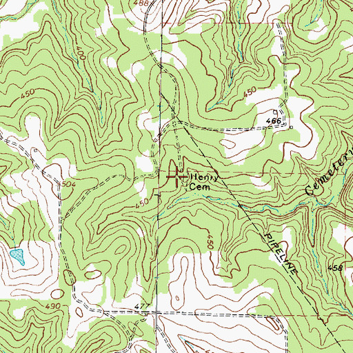 Topographic Map of Henry Cemetery, TX