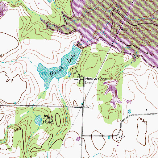Topographic Map of Robertson-Henrys Chapel Cemetery, TX
