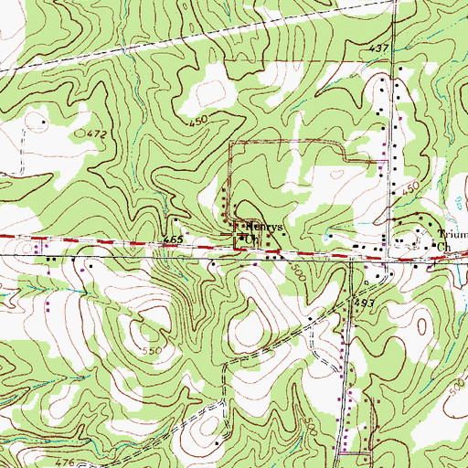 Topographic Map of Henrys Church, TX