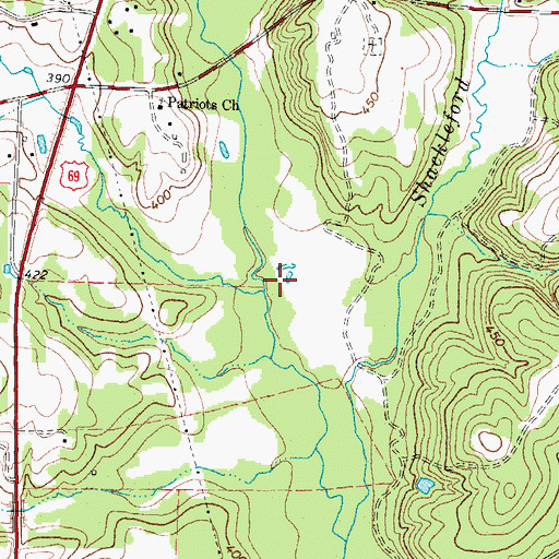 Topographic Map of Henshaw Creek, TX
