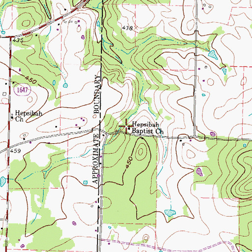 Topographic Map of Hepsibah Baptist Church, TX