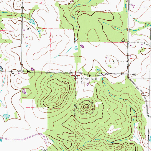 Topographic Map of Hepsibah Cemetery, TX