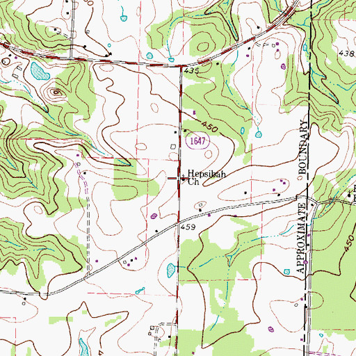 Topographic Map of Hepsibah Church, TX