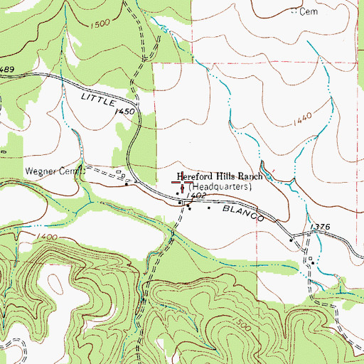 Topographic Map of Hereford Hills Ranch, TX