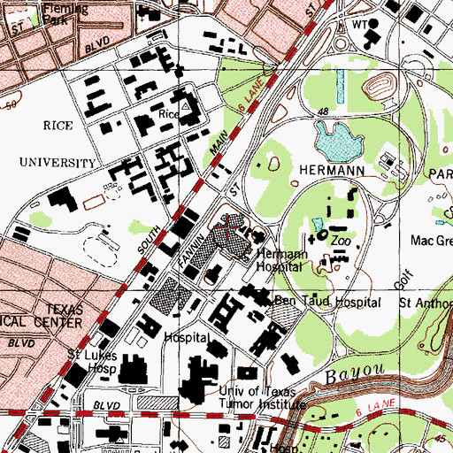 Topographic Map of Children's Memorial Hermann Hospital, TX