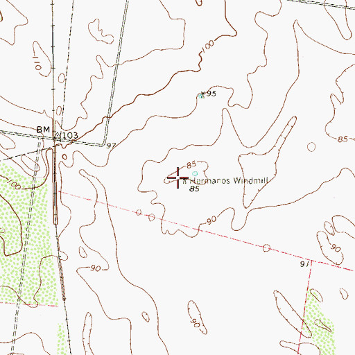 Topographic Map of Hermanos Windmill, TX