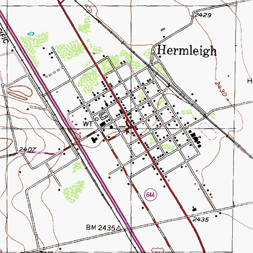 Topographic Map of Hermleigh, TX