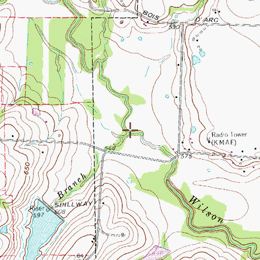 Topographic Map of Herndon Branch, TX