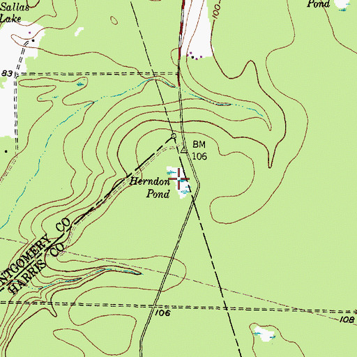 Topographic Map of Herndon Pond, TX