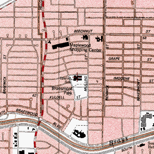 Topographic Map of Herod School, TX