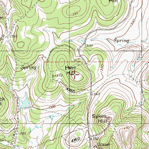 Topographic Map of Herr Hill, TX