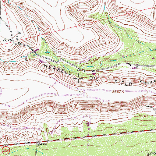 Topographic Map of Herrell Oil Field, TX