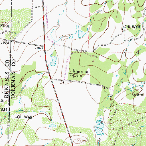 Topographic Map of Herring Cemetery, TX