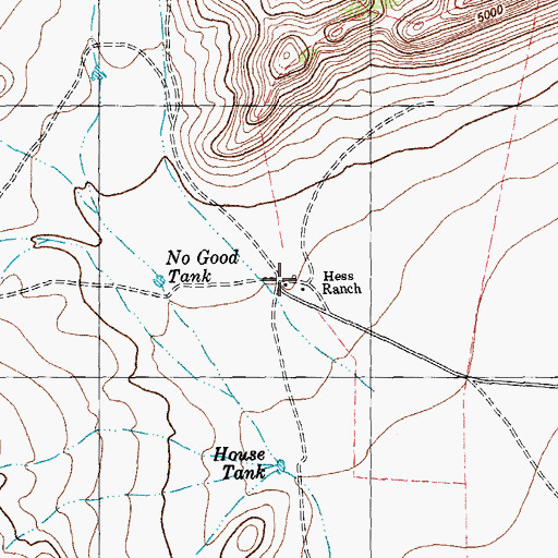 Topographic Map of Hess Ranch, TX