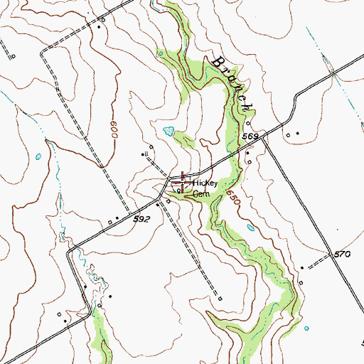 Topographic Map of Hickey Cemetery, TX