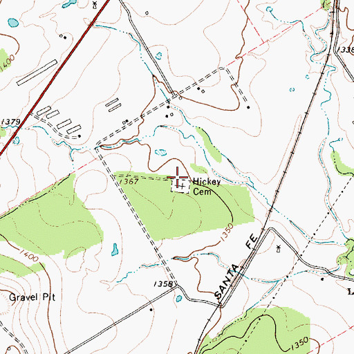 Topographic Map of Hickey Cemetery, TX