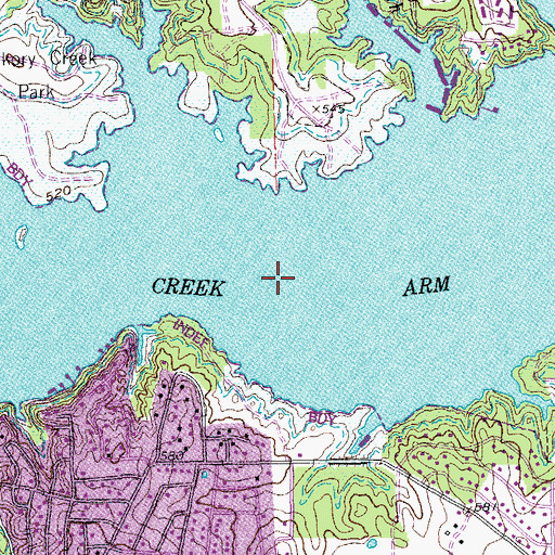 Topographic Map of Hickory Creek Arm, TX
