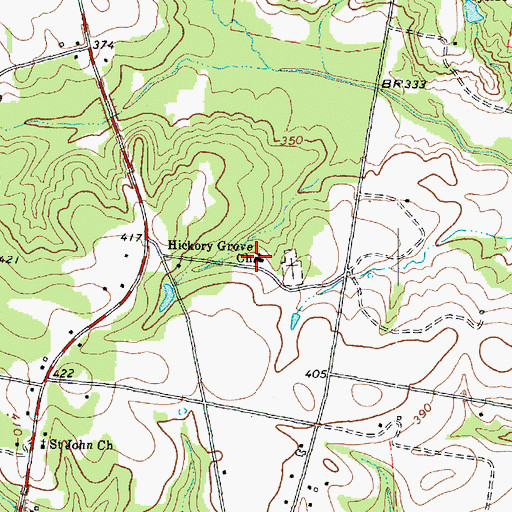 Topographic Map of Hickory Grove Church, TX