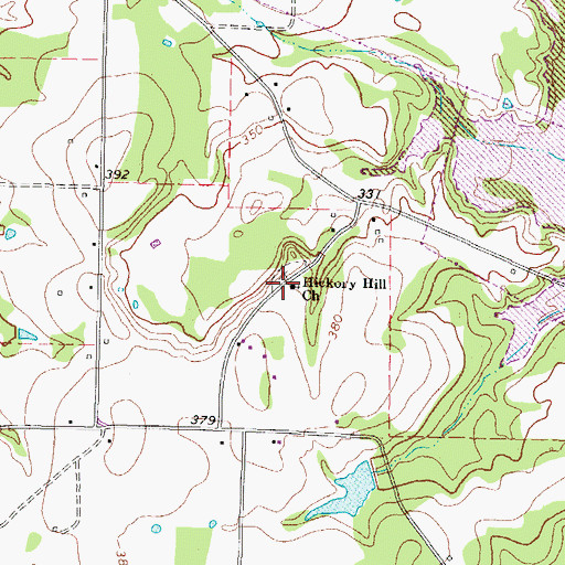Topographic Map of Hickory Hill Church, TX