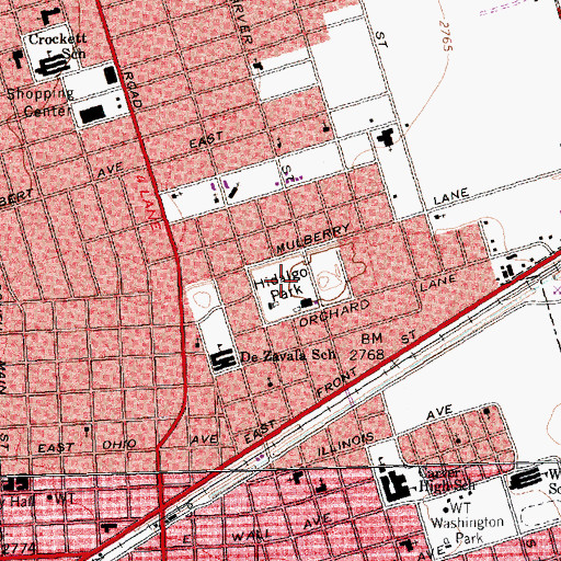 Topographic Map of Hidalgo Park, TX