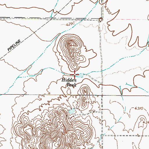 Topographic Map of Hidden Tank, TX