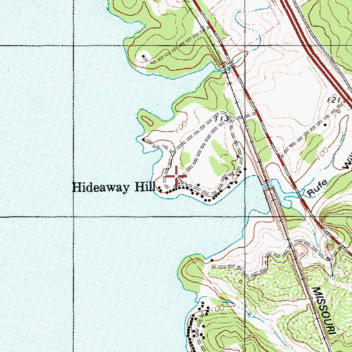Topographic Map of Hideaway Hill, TX