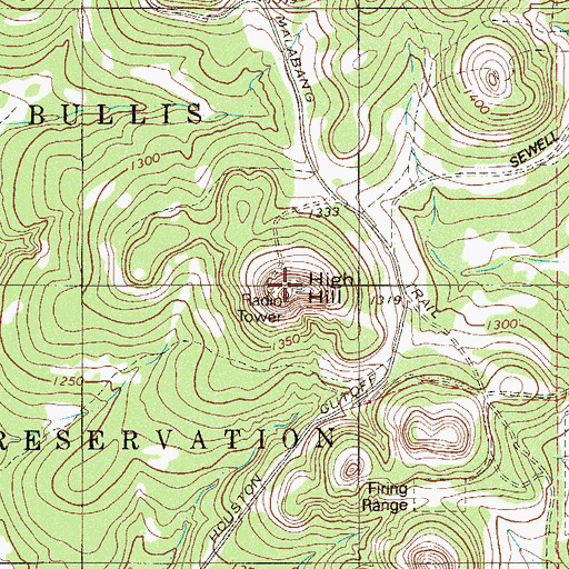 Topographic Map of High Hill, TX