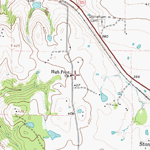 Topographic Map of High Point Church, TX