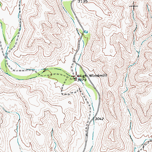 Topographic Map of High Windmill, TX