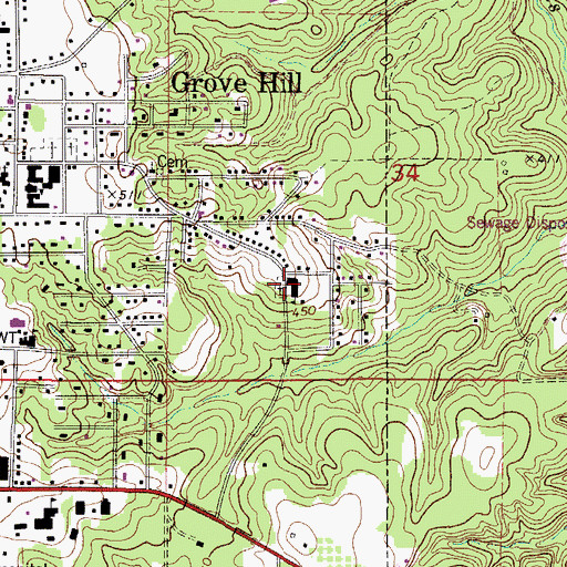 Topographic Map of Grove Hill Elementary School, AL
